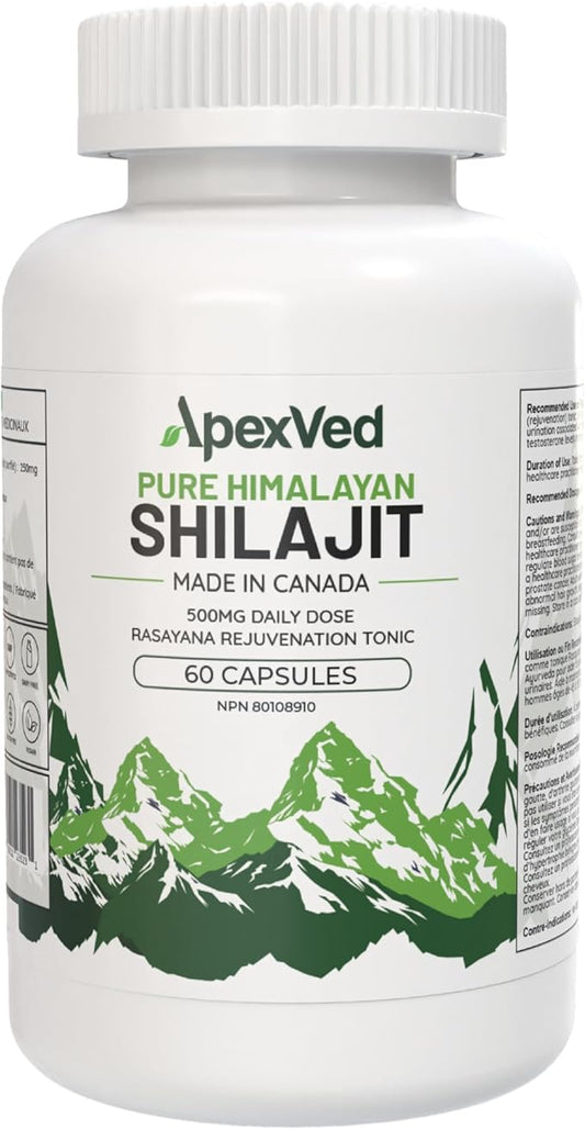 Pure Himalayan Shilajit – 60 Capsules | Health Canada Approved | Energy, Stamina & Mental Clarity | Vegan & Lab-Tested