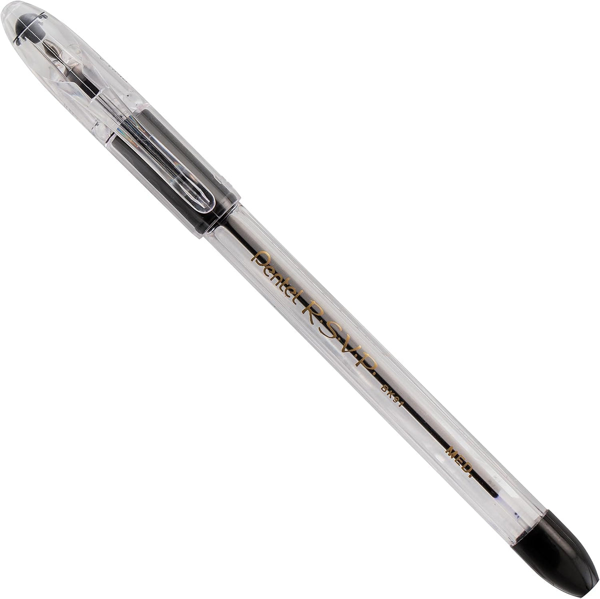 Pentel RSVP Ballpoint Pen, (1.0mm), Medium Line, Black Ink, 12 Pack (BK91PC12A)