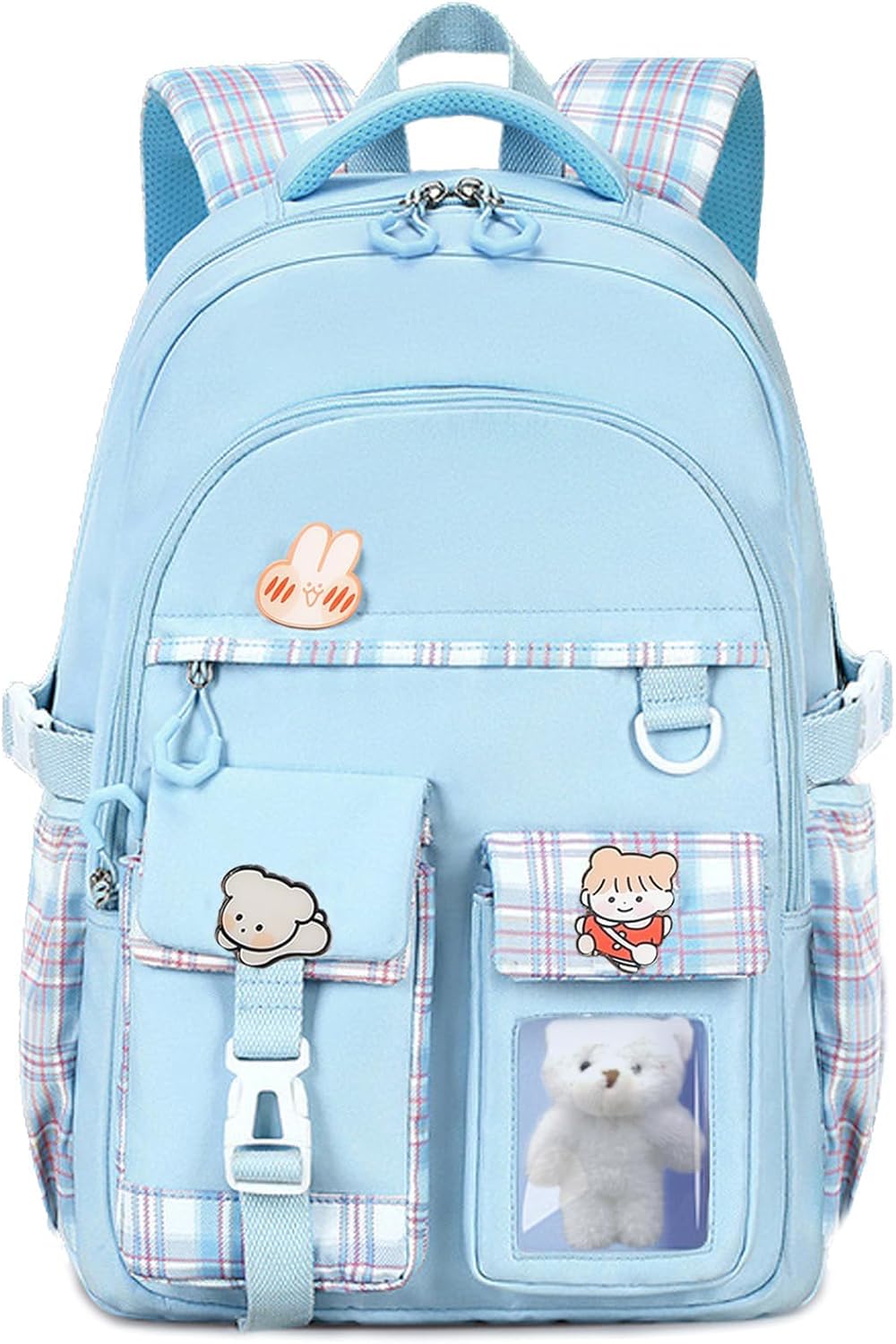 PRLINJSK Girls Backpack，Cute School Backpack for Girls Kids Teens，Kawaii Bookbag for Primary Elementary，Pink