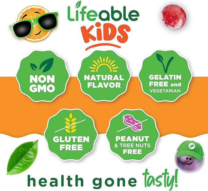 Lifeable Kids Calcium Magnesium and Vitamin D Gummies | Great Tasting Kids Calcium Gummies | for Tooth and Bone Health | Bone Strength Supplements for Kids | 90 Gummies