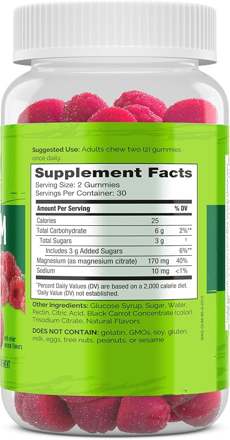 NATURELO Magnesium Citrate Gummies - for Calm & Relaxation Support, Natural Berry Magnesium Gummies, 120 Vegetarian Gummies (Pack of 2)