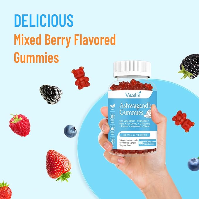 2 Pack Ashwagandha Gummies for Women Men, Sugar Free Organic Ashwagandha Gummies Supplement for Relax Restore Balance, Vegan Gluten Free, 120 Count