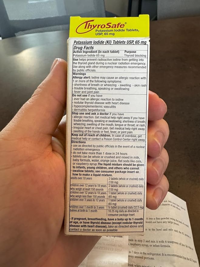 65mg Potassium Iodide Tablets (40 Pack) - Protects Your Thyroid from Nuclear Radiation Exposure
