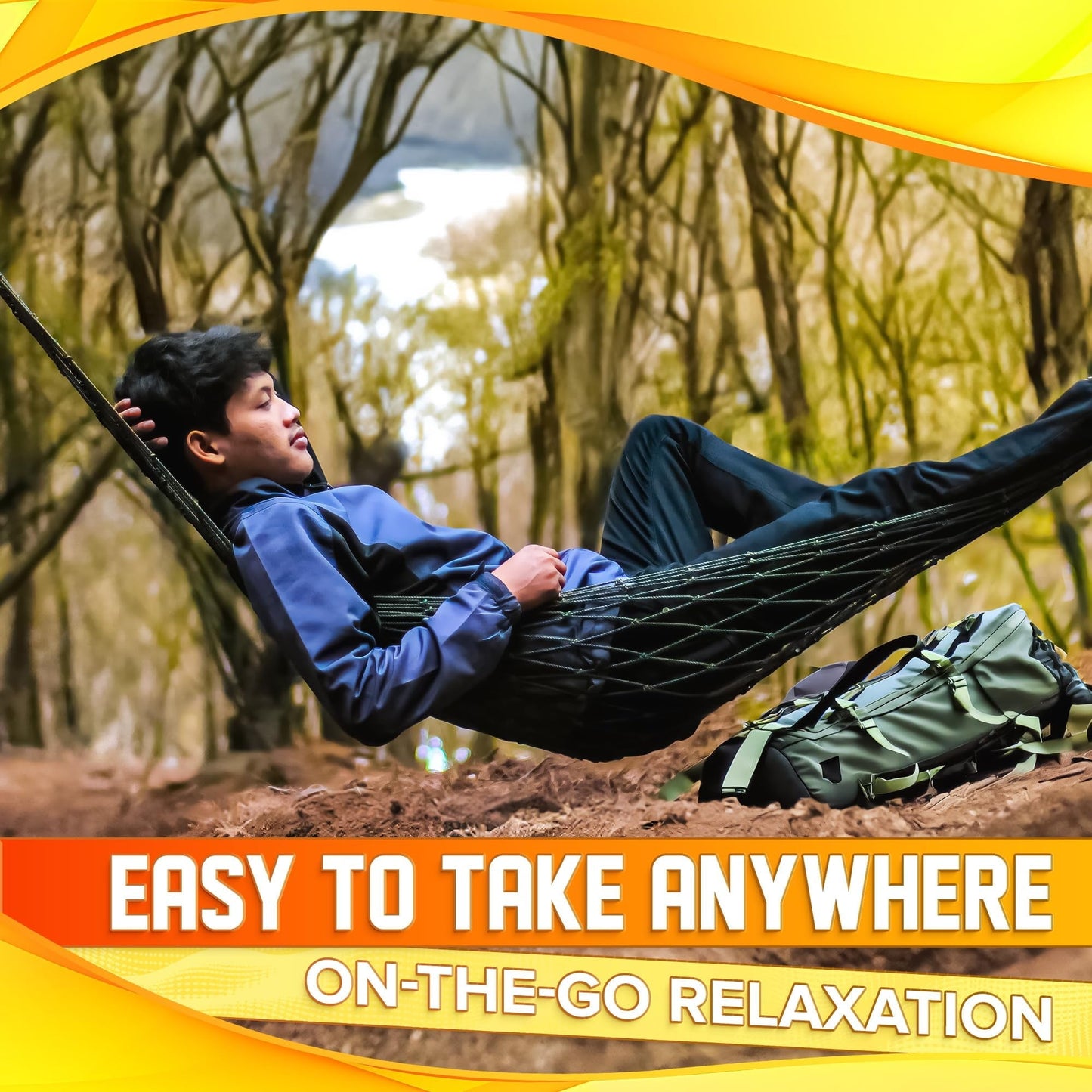 Easy to Set Up Rope Hammocks for Outside, Dark Green Color, 90x31.5 Nylon Net Hammock, Max 100 KG (220 Pounds), Tree Hammocks for Outside, Camping & Patio Relaxation