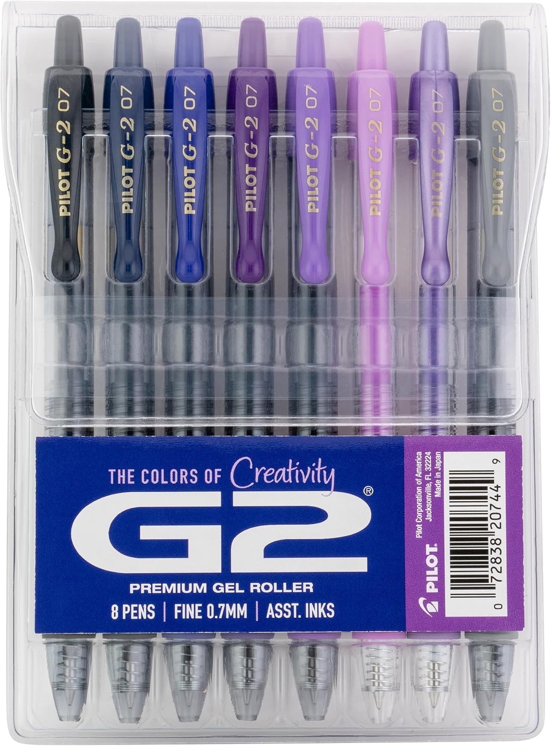 Pilot G2 Premium Gel Roller Pens, G2 Boost Pink Pens Pack, The Colors of Optimism, 8 Pack Pouch, Fine Point 0.7 mm, Assorted