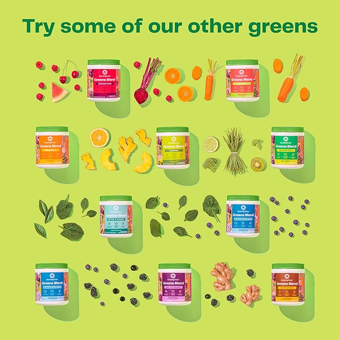 Amazing Grass Greens Blend Antioxidant: Super Greens Powder Smoothie Mix with Organic Spirulina, Beet Root Powder, Elderberry, Bilberry, Prebioitics & Probiotics, Sweet Berry, 30 Servings (Packaging May Vary)