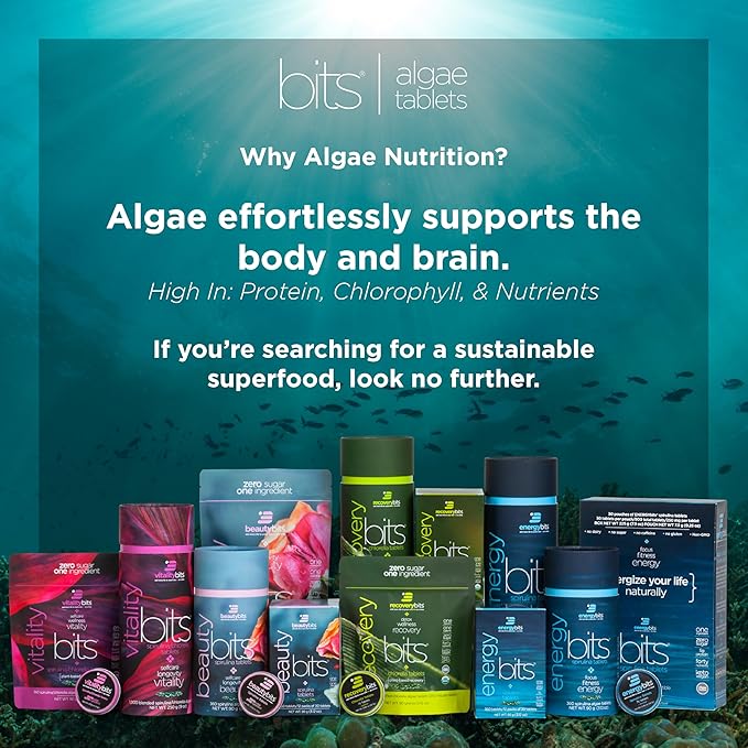 BEAUTYbits - Organic Spirulina Tablets - Algae Superfood - Collagen, Protein, Chlorophyll - Hair, Nails, & Skin Care - Vegan, Keto, Gluten Free - Self Care - Skincare Beauty Gifts - 1000 Tablet Bag