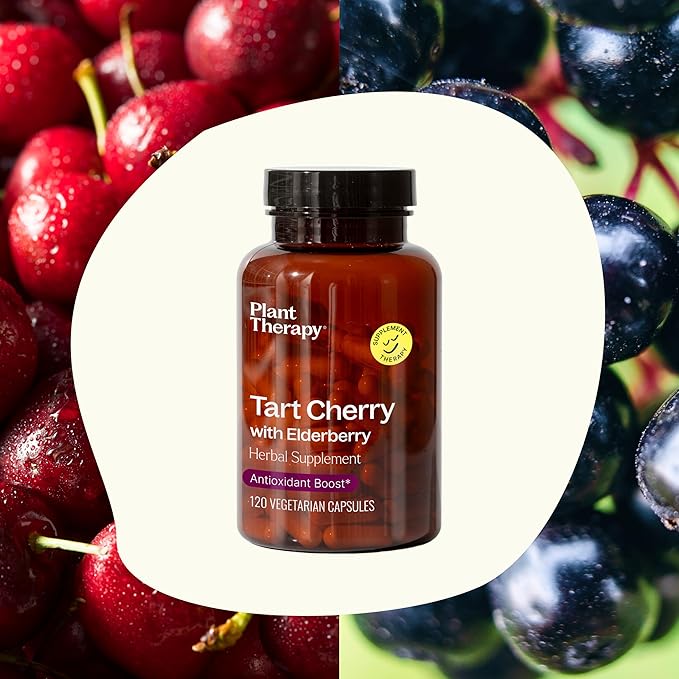 Plant Therapy Boswellia & Tart Cherry with Elderberry Herbal Supplement Capsules
