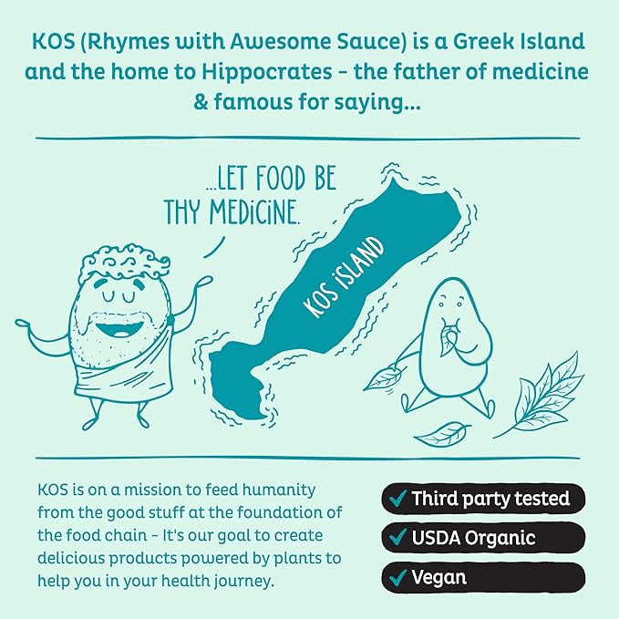KOS USDA Organic Spirulina Powder, Natural Taste - 100% Pure, Non-Irradiated Vegan Green Blue Spirulina Superfood Powder, Plant Based - Rich in Protein, Vitamins, Antioxidants & Fiber, 60 Servings Bag