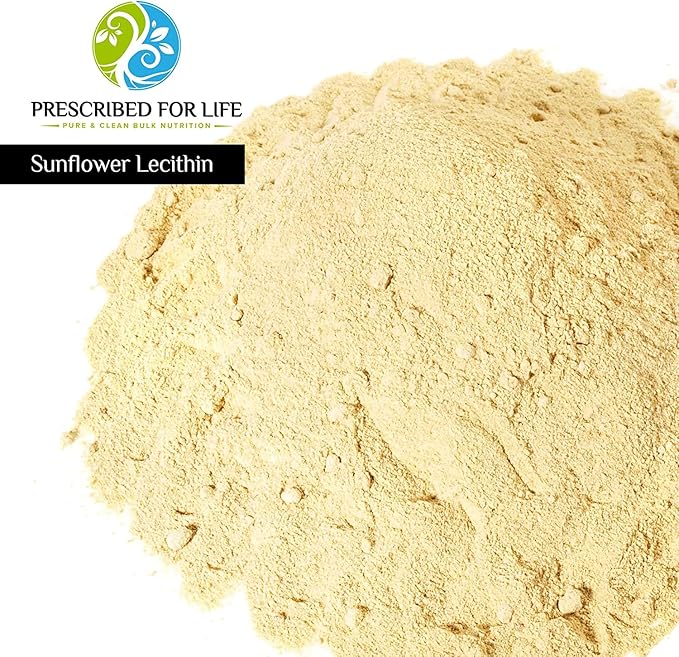 Prescribed For Life Sunflower Lecithin Powder, Unbleached, Gluten Free, Vegan, Non GMO, Soy Free, Kosher, Naturally Rich in Choline & Essential Fatty Acids (1kg / 2.2lb)