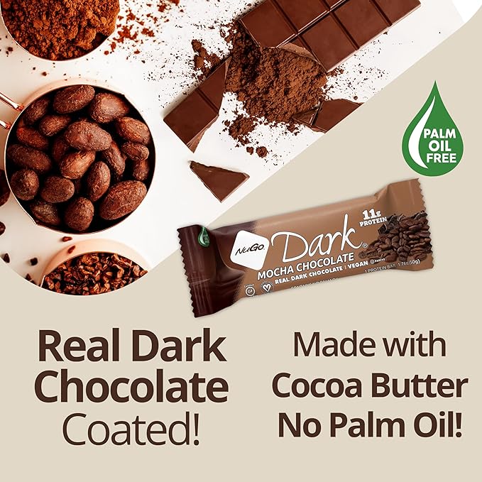 NuGo Dark Mint Chocolate Chip, 13g Protein Bar, Vegan, Gluten Free, Non-GMO, Kosher Pareve, 24 Count