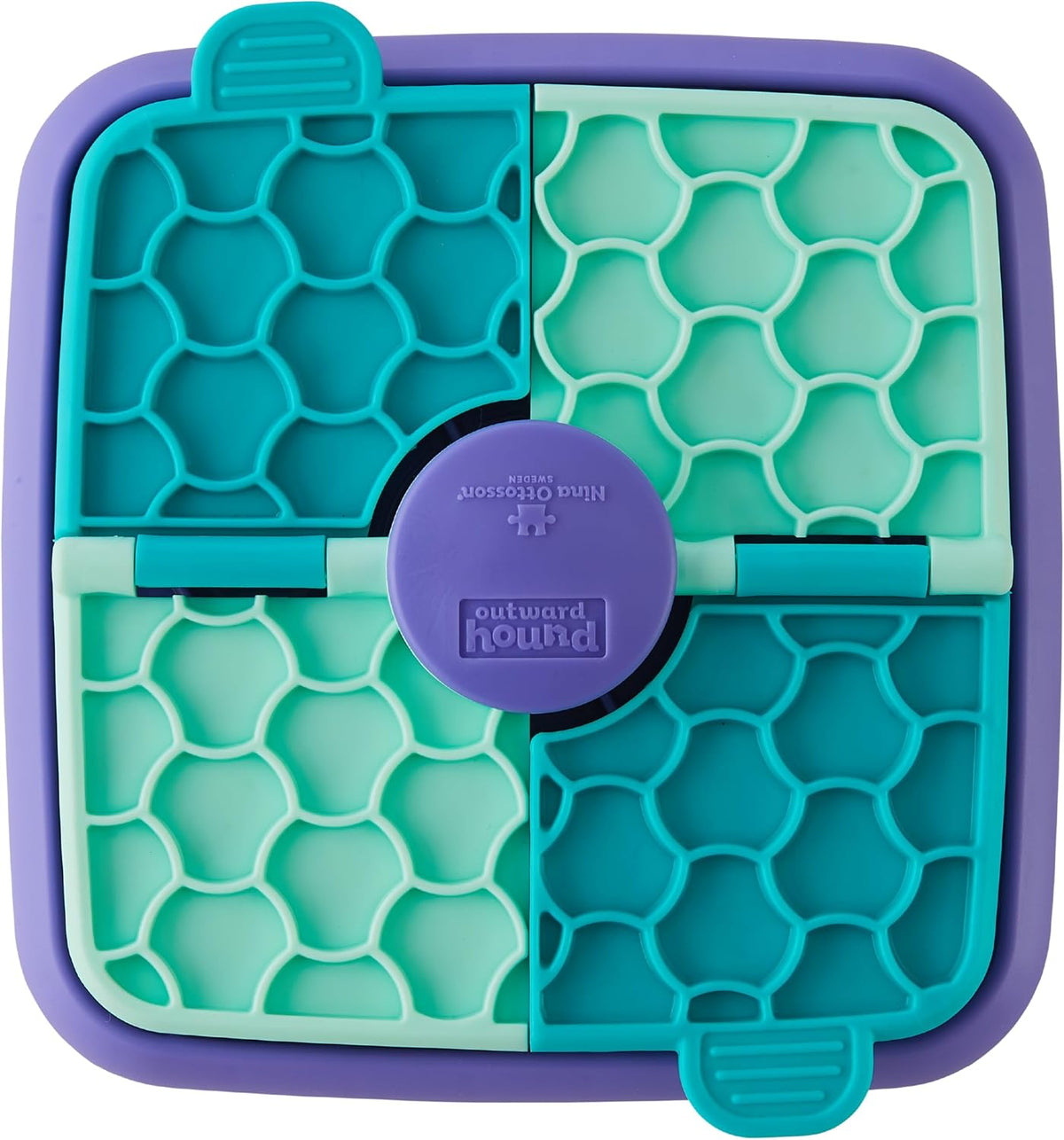 Outward Hound by Nina Ottosson Lick N’ Flip Level 1 Dog Puzzle Toy, Lick Mat & Slow Feeder – Non-Slip Base Beginner Enrichment for Small & Medium Dogs, Holds 1 Cup Wet or Dry Food, 7.4" x 7.4"