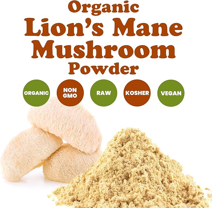 Food to Live - Organic Lion's Mane Mushroom Powder, 2 Pounds – Elevate Your Brain Wellness with Premium, Non-GMO, Natural, and Vegan Superfood to Better Focus