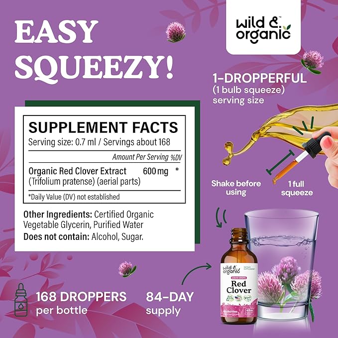 Wild & Organic Cranberry Extract Tincture 4 fl oz & Red Clover Tincture 4 fl oz