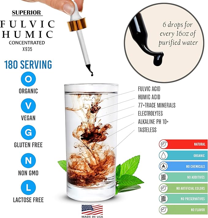 Fulvic Acid Humic Ionic Trace Mineral Drops with Electrolytes Plus Oregano Oil Drops Super Strength More Versatile Then Oil of Oregano Softgels and Capsules