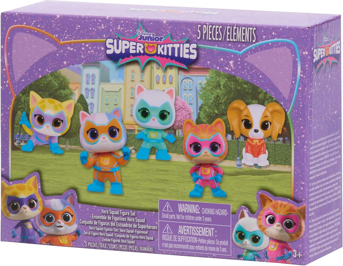 Disney Junior SuperKitties Hero Squad 5-Piece Figure Set, Kids Toys for Ages 3 Up by Just Play