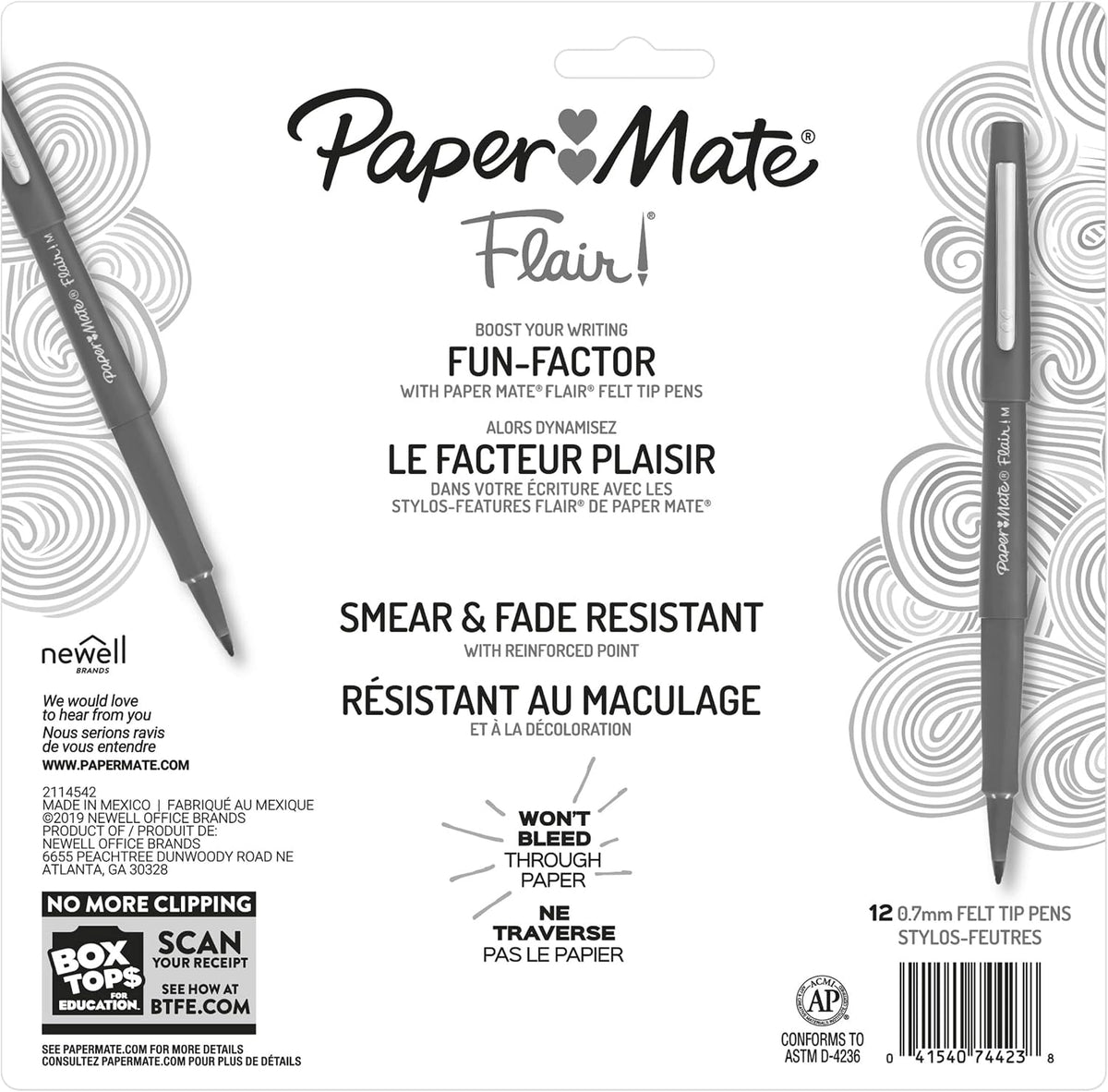 Paper Mate Flair Felt Tip Pens, Medium Point (0.7mm), 12 Count - For Arts & Crafts, Note-Taking, Journaling, School Supplies for Teachers & Students