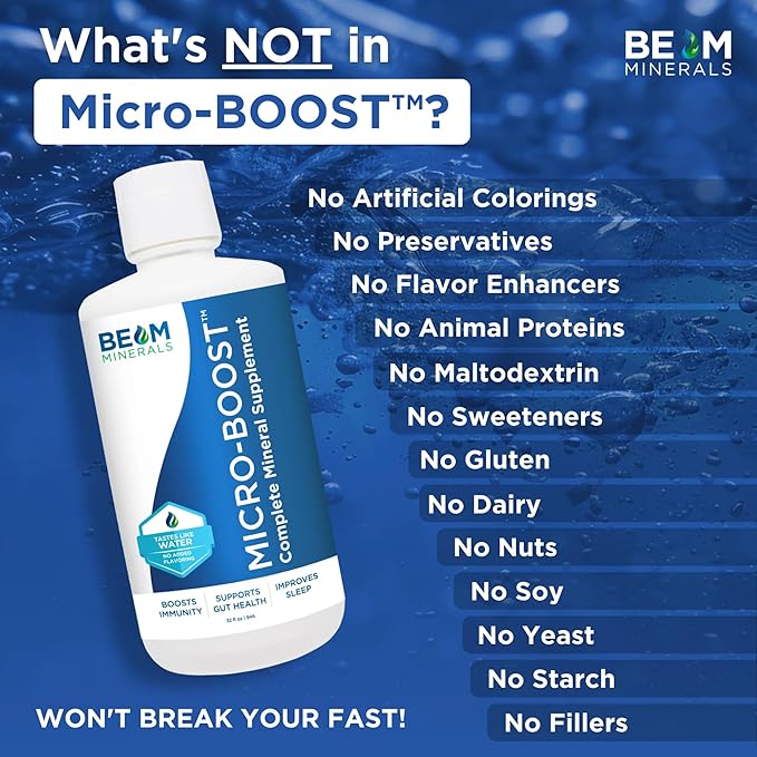 Beam Minerals Micro-Boost Humic Mineral Blend | Plant-Based Multi Minerals Supplement & Electrolytes Liquid | 32 fl Oz