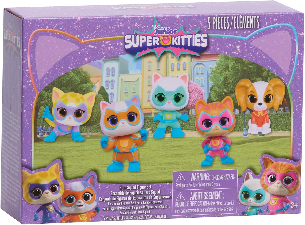 Disney Junior SuperKitties Hero Squad 5-Piece Figure Set, Kids Toys for Ages 3 Up by Just Play
