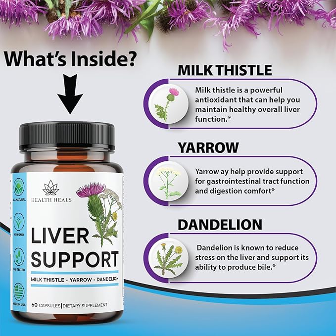 Liver Cleanse & Repair Formula - Herbal Liver Support Supplement with Milk Thistle Dandelion Root Turmeric, Artichoke Extract for Liver Health - 180 Count