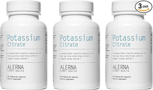Potassium Citrate 99 mg - Supports Electrolyte Balance and Normal pH - Essential Mineral Kidney Stone Support Supplement - 100 Vegetarian Capsules (Pack of 3)