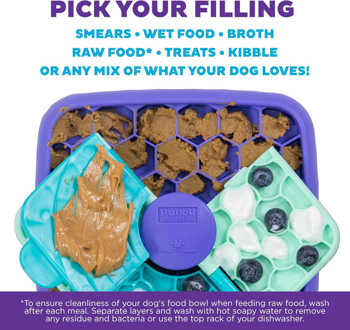 Outward Hound by Nina Ottosson Lick N’ Flip Level 1 Dog Puzzle Toy, Lick Mat & Slow Feeder – Non-Slip Base Beginner Enrichment for Small & Medium Dogs, Holds 1 Cup Wet or Dry Food, 7.4" x 7.4"