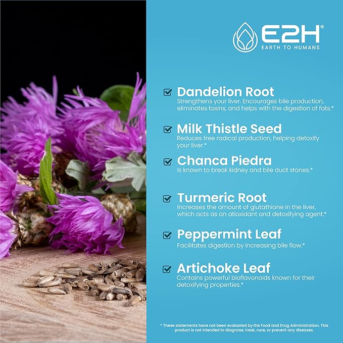 E2H Liver Support Supplement with Milk Thistle - Liver Cleanse Detox & Repair - Artichoke Extract, Dandelion Root, Chanca Piedra, and More - Absorbent Liquid Formula (3 Bottles)