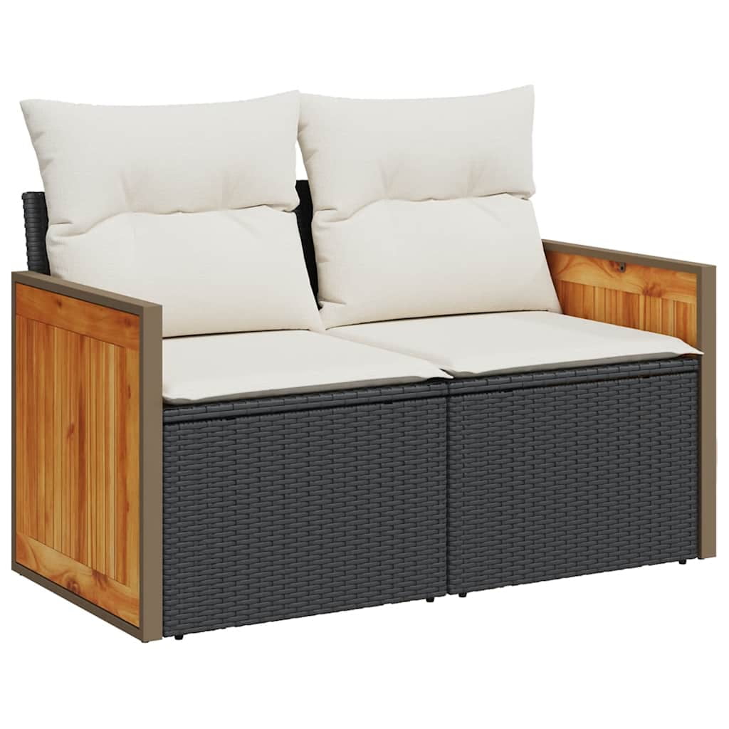 vidaXL Garden Sofa Set Black and Cream White